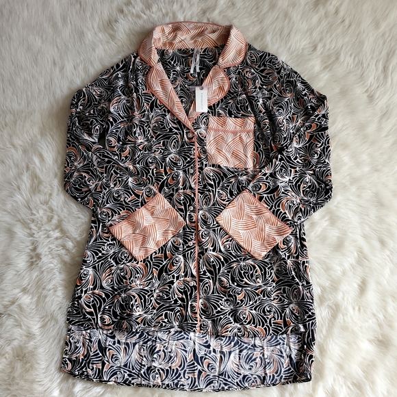 Anthropologie Mixed Print Pajama Lounge Top Size Small NWT - Picture 5 of 14